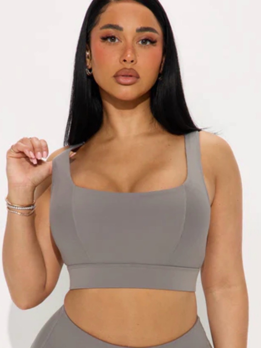 Fashion Nova Gray Scoop Ribbed Sports Bra